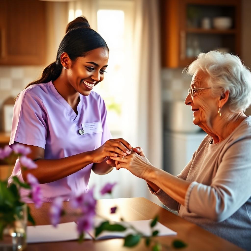 Caring coordinator with senior